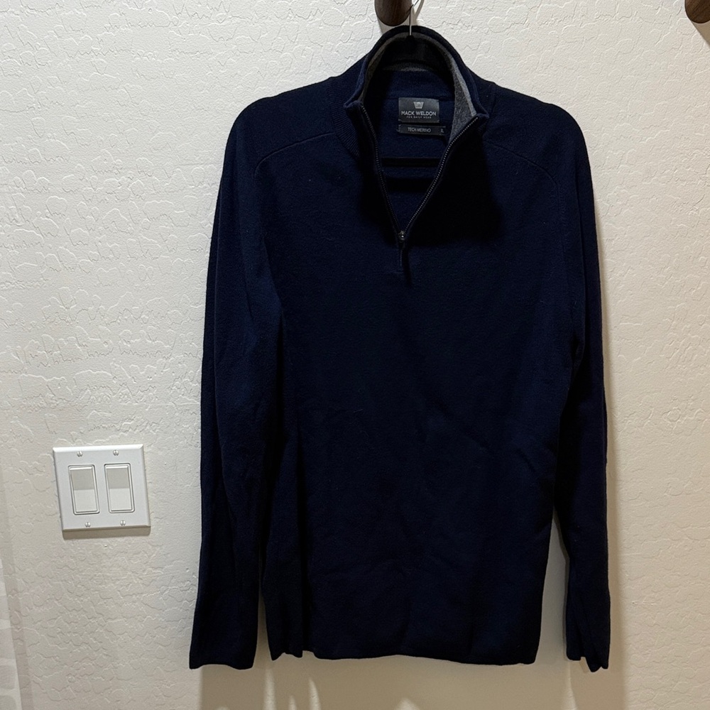 Mack Weldon Tech Merino Navy Half-Zip Pullover